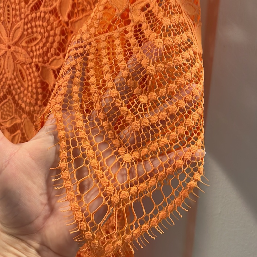 NWOT RARE For Love & Lemons Orange Lace Dress - slip included! - Picture 9 of 16
